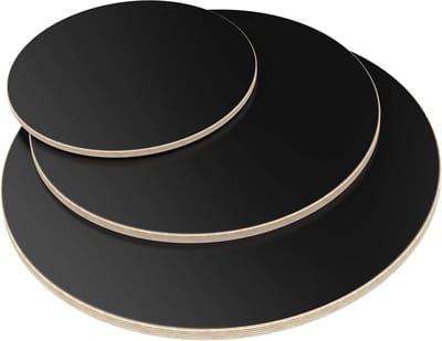 AUPROTEC Tafelblad 18 mm Rond Ø 400 mm Zwart Multiplex Plaat Melamine Gecoat Van 20 cm-120 cm Naar Keuze Berken Massief Hout Industriële Kwaliteit