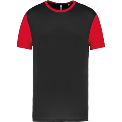SportSportshirt Kind 10/12 years (10/12 ans) Proact Ronde hals Korte mouw Black / Sporty Red 100% Polyester