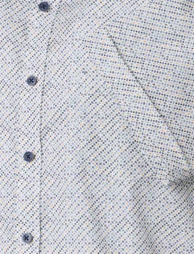 Wit grijs overhemd geprint Casa Moda Casual Fit donkere knoop
