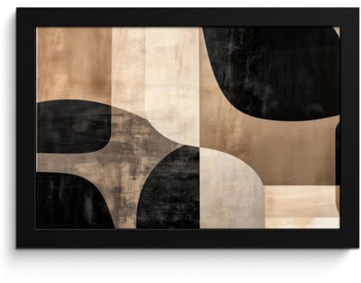 Poster in lijst - Fotolijst 30x20 cm - Posters - Abstract - Vlakken - Zwart - Rond - Posterlijst zwart - Decoratie - Wanddecoratie woonkamer - Muurdecoratie slaapkamer
