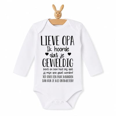 Baby rompertje met tekst | Lieve Opa Ik hoorde dat je geweldig bent en ben heel blij dat jij mijn opa gaat worden! ontmoeten! | lange mouw | maat 50-56 | aankondiging bekendmaking zwangerschap cadeau voor de liefste aanstaande en voor oma
