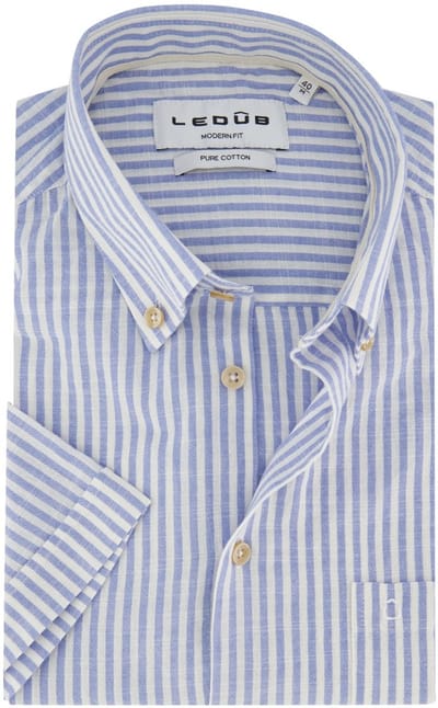 Blauw gestreept overhemd Ledub Modern Fit