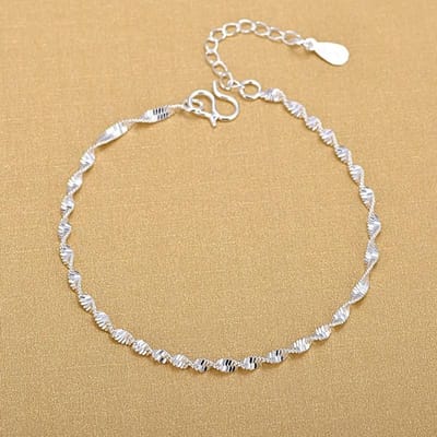 925 Sterling Zilver Elegante Gedraaide Ketting Armbanden Sieraden Voor Vrouw Feest Accessoires sl071 beige