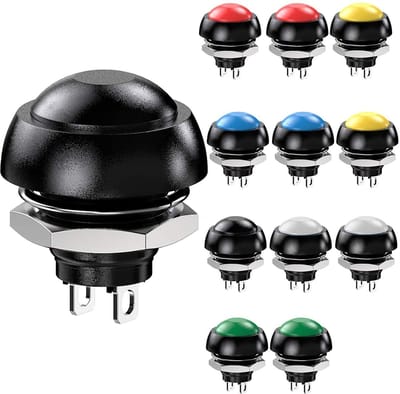 Allecto - Momentary Push Button - Waterproof - Compact en Kleurvol - 12mm - Ideaal voor Lampen en Deurbellen - Set van 12