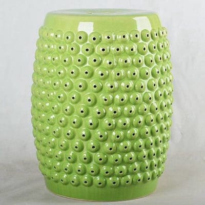 Fine Asianliving Keramische Kruk Groen Dots Handgemaakt D33xH46cm Keramiek Bijzettafel Porselein Stoel Tuinkruk