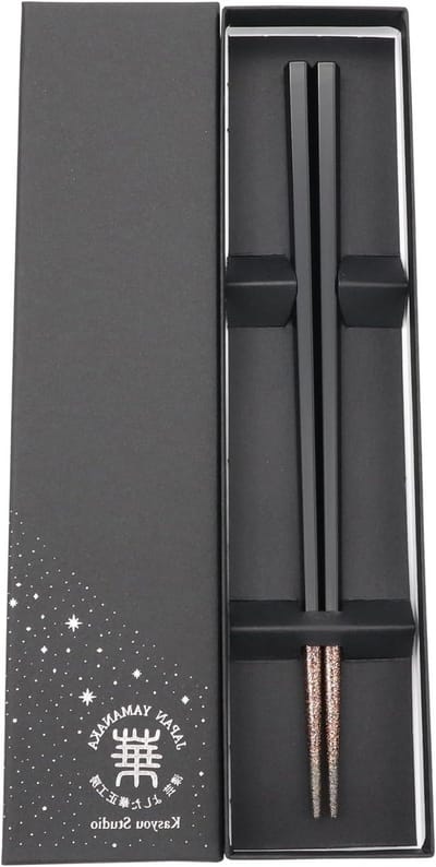 Eetstokjes Set - Japanse Stijl - Eten Serveren - Handgemaakt door Artisans - 22.5 cm - Zwart