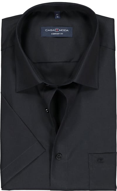 CASA MODA comfort fit overhemd - korte mouw - zwart - Strijkvrij - Boordmaat: 53 (EU maat: 6XL)