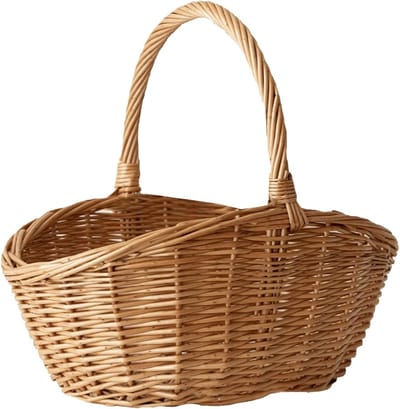 KZQ Draagbare Rieten Mand Bruin 29x22x26 Cm Met Handvatten Voor Tuin Picknick Oogst En Opbergdoos Natuurlijk Materiaal