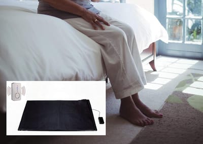 Alarmtrapmat - Valpreventie mat - Weglopers bewaken - Draadloze zender - 70 cm x 40 cm - Grijs