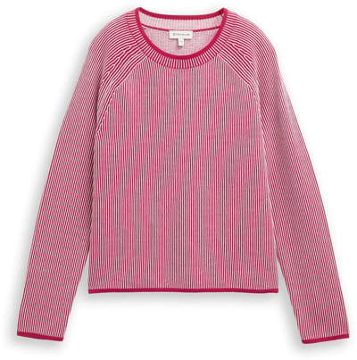 Tom Tailor - Gebreide trui met ronde hals - Maat XXL - pink plaited knit