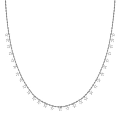 Essentialistics - Ketting met veel open sterretjes - Volwassenen - Zilverkleur - Stainless steel (verkleurt niet) - Verlengkettinkje