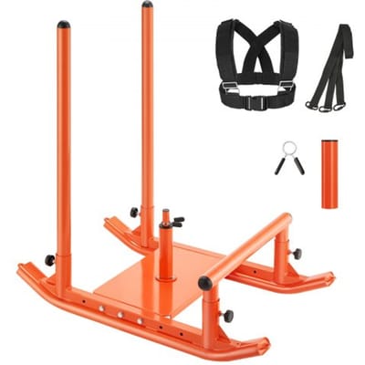 VEVOR Gewichts Slee, Staal Power Sled, Fitness Kracht Training Slippers voor Sportieve Oefening Snelheid Verbetering, Workout Fitness Apparatuur met Handvat, Compatibel met 25/51 mm Gewichts Platen, Oranje
