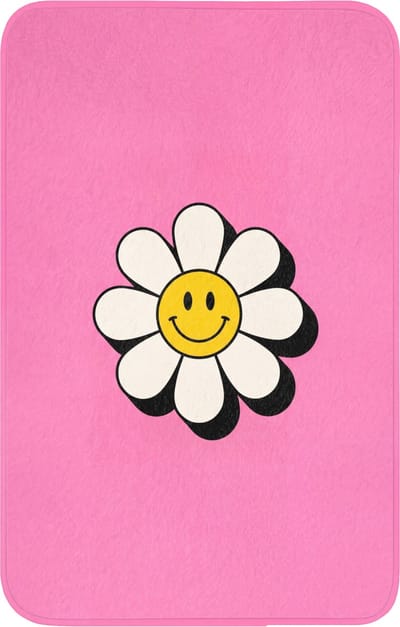 WC mat 50x80 cm - Antislip - Smiley - Bloem - Roze - Toiletmat - Vloermat - Douchemat - Toilet tapijt - Toiletmatten