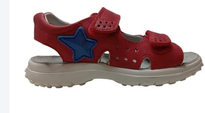 Naturino - mt 28- velcro blauwe ster lederen sandalen - Dock - rood