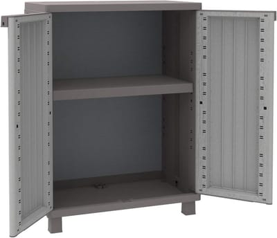 Lage Kast - Opbergkast Kunststof - Ruimte Organiseren - Afwasbaar Materiaal - 68 x 375 x 915 cm - Grijs Taupe