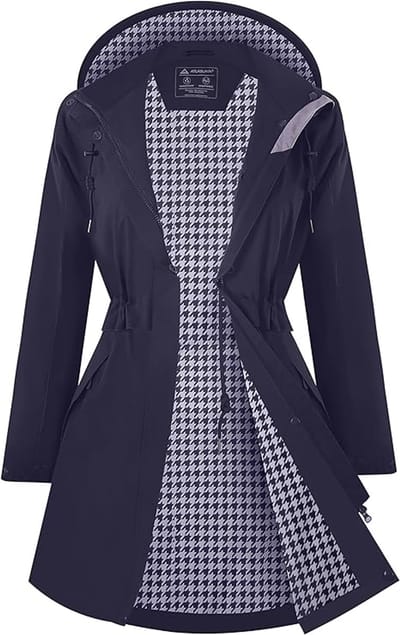 Waterdichte Regenjas Dames – Lange Regenjas met Capuchon, Winddicht, Ademend en Lichtgewicht, Outdoor Jas voor Lente, Herfst, Wandelen en Fietsen