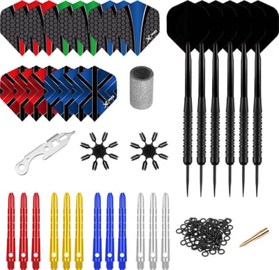 XQMax Dartpijlen - Set van 6 - Darts van 23 gram - 164-delig - Dart flights - Dart shafts - Hoge kwaliteit - Cadeau