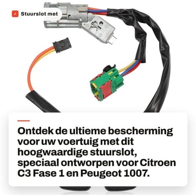 Dailygoods- Stuurslot met 2 Sleutels - Compatibel voor Citroen C2/C3 - OEM 4162AH - Beveiliging - Auto Accessoire - Schokbestendig - Stuurbeveiliging