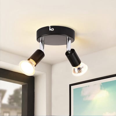 NETTLIFE Opbouwspot - rond - 2-Lichts - GU10 Fitting - zwart - Moderne Plafondlamp - Plafondspot - voor Hal | Slaafkamer | Kantoor | Woonkamer - Zonder Lichtborn