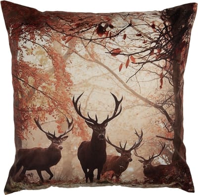 Clayre & Eef Kussenhoes 45x45 cm Bruin Polyester Hert Herfst decoratie