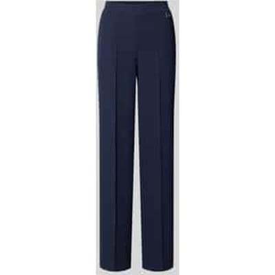 straight fit stoffen broek met logodetail model 'Paulien'