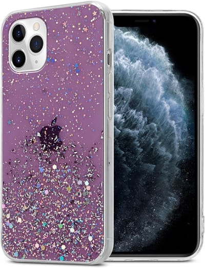Cadorabo Hoesje geschikt voor Apple iPhone 11 in Paars met Glitter - Beschermhoes van flexibel TPU silicone met fonkelende glitters Case Cover Etui