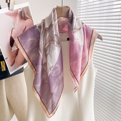 Sjaal vierkante sjaal van 70x70 cm voor dames - Landelijke stijl - Nekbeschermende sjaal - Dunne driehoekige hoofdsjaal/sjaal-Stijl 5