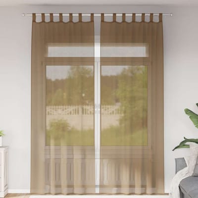 vidaXL - Gordijnen - voile - met - lussen - 2 - st - 140x260 - cm - lichtbruin