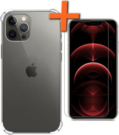 Hoes - Met Screenprotector - Geschikt voor Apple iPhone 14 Pro - Sterk & Shockproof - Siliconen Case - Back Cover - Telefoon Hoes - Shock Proof - Transparant