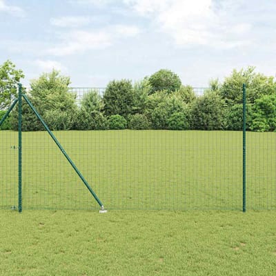 vidaXL - Euro-hek - met - grondpennen - 10 - x - 1,5 - m - PVC-Coated - Staal - Groen - Mesh