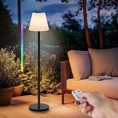 Draadloze Solar Vloerlamp - Waterproof Oplaadbare Outdoor Lamp met Lichtsensor en Dimbare Warm Wit + RGB LED