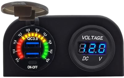 ProRide 12V USB Autolader2 Poorten Opbouw met Schakelaar - QC3.0 - Tweevoudig opbouw