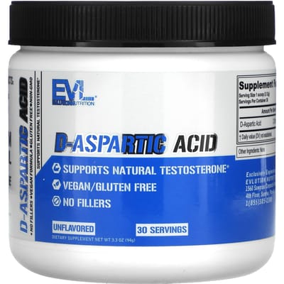 EVLution Nutrition, acide D-aspartique, sans arôme, 93,5 g (94g)