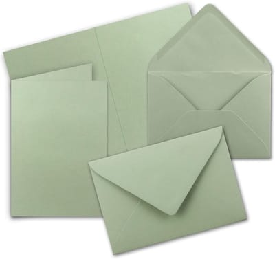 400x Set Vouwkaarten met Enveloppen DIN A6/C6 Eucalyptus Groen - Voor Uitnodigingen en Groeten