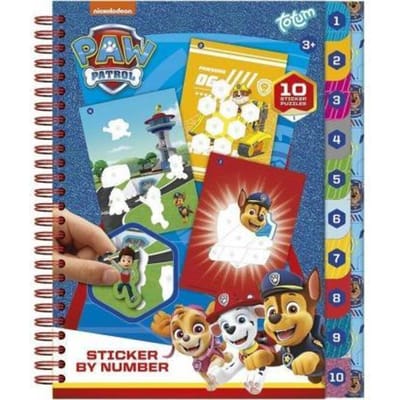 PAW Patrol speelgoed - Totum vakantieboek sticker en puzzelboek incl kleurplaten - doeboek 10 sticker puzzels sticker by number - educatief speelgoed vanaf 3 jaar cadeau tip