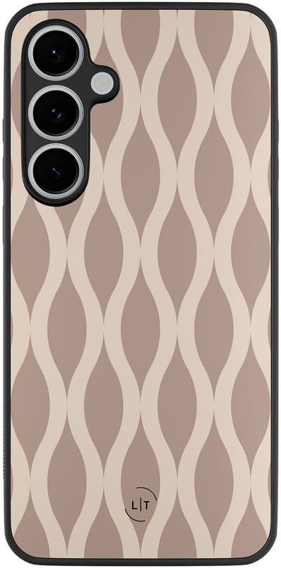 Leuke Telefoonhoesjes - Hoesje geschikt voor Samsung Galaxy S24 FE - Abstract beige - Backcover zwart - Print / Illustratie - Beige