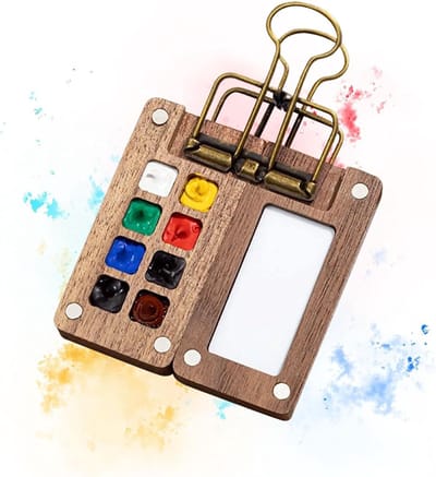 Draagbaar schetsboek met opvouwbaar magnetisch palet en clip voor aquarel, olie en acrylverf (8 vakken)