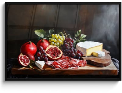 Poster in lijst - Fotolijst 120x80 cm - Posters - Borrelplank - Stilleven - Vintage - Posterlijst zwart - Decoratie - Wanddecoratie woonkamer - Muurdecoratie slaapkamer