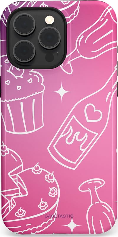 Casetastic Hoesje Geschikt voor Apple iPhone 15 Pro Max Magsafe - Stijlvolle Beschermende Duo-layer Case - Roze Gebakfeest