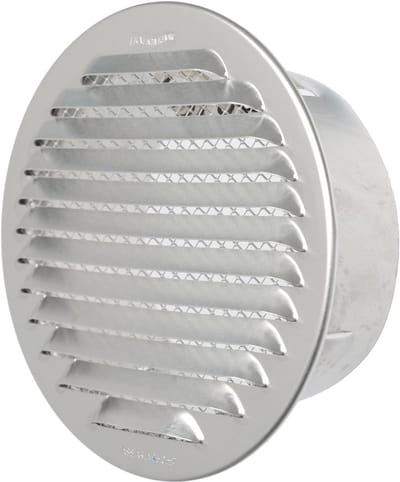 Inbouwgrill Rond - Ventilatierooster Aluminium - Ventilatie Gaten Dichten - Compleet Met Insectengaas - Ø 150 mm - Aluminium