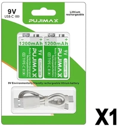 PUJIMAX 9V Li-ion Oplaadbare Blok Batterij - 1200mAh Marktleider Capaciteit (2 stuks)