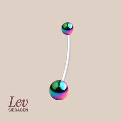 Lev Sieraden - 1.6x38mm zwangerschaps piercing - Iridescent blue - UV acryl piercing - PTFE/Bioplast/Bioflex