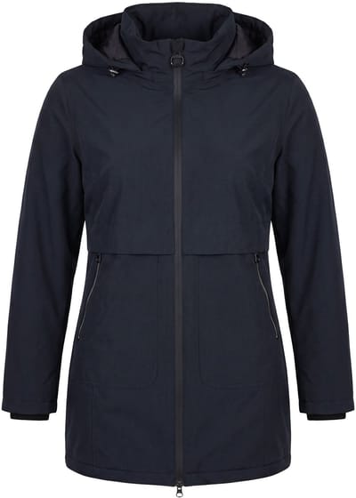 Ulla Popken - Dames - HYPRAR functionele mantel waterdicht capuchon - Zwart - Maat 42+