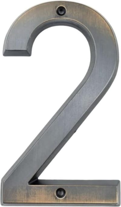 Huisnummer Brons nr. 2 - 15 cm hoog - Huisnummer van Zink - Mooie Brons-Look Huisnummers