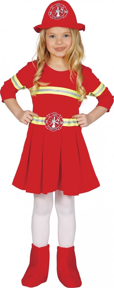 Fiestas Guirca Verkleedjurk Brandweer Meisjes Rood Mt 140-152