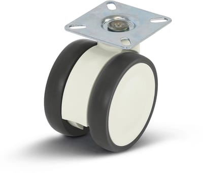 Wit dubbel meubel zwenkwiel met topplaat - 75mm - 80kg