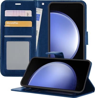 Hoesje - Geschikt voor Samsung Galaxy S23 FE - Luxe Bookcase - Walletcase Hoes - Portemonnee - Cover - Telefoonhoes - Donkerblauw