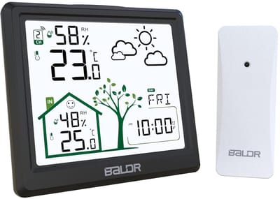 Weerstation Draasloos Binnen/Buiten - Weerstation - Zwart - Draadloze Thermometer - Hygrometer en Barometer - Voor Binnen en Buiten