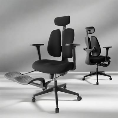 Dailygoods- Bureaustoel Ergonomisch - 8 cm Verdiepte Zitting - 4D Verstelbare Armleuningen - Dynamisch Gedeelde Rugleuning - Voetensteun - Stabiel Frame - Computerstoel