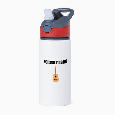 Hacebo® - gitaar met eigen naam waterfles met rietje rood - Gitaar - gitaar liefhebbers - muziekliefhebber - leuk cadeau voor iemand die houd van gitaren - cadeau - kado - water fles - 650ML